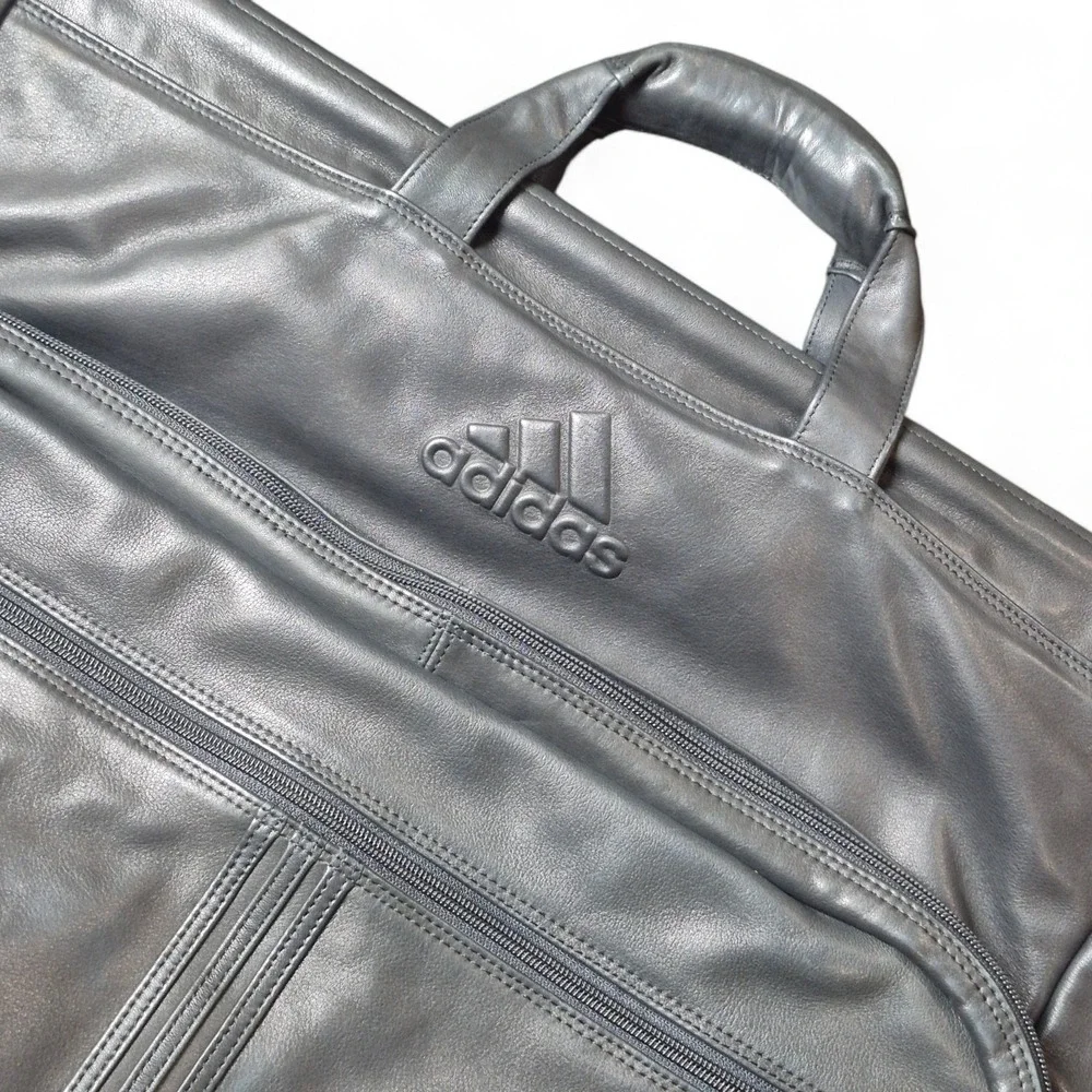 Adidas Leather Garment Bag Black Travel Suit Carrier Hanging Business‎ Luggage